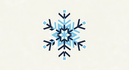 Geometric Blue Snowflake Illustration on Light Background