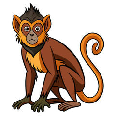 Cute cartoon monkey sitting isolated on white background vector