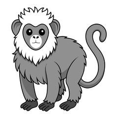 Cartoon monkey with a distinctive white collar stands upright