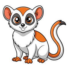 Cute Cartoon Coquerel's Sifaka Lemur Isolated On White Background