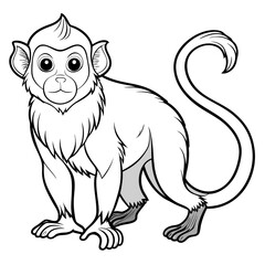 Cartoon monkey illustration with detailed line art on white