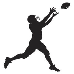 American Football Player Jump Catch Silhouette
