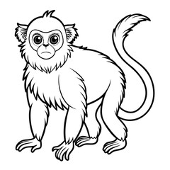 Cartoon monkey outlined with a long tail illustration