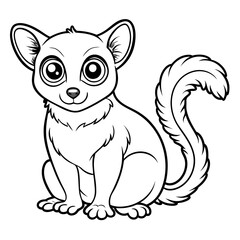 Cute cartoon tarsier illustration with a fluffy tail sitting