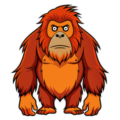 Cartoon orangutan character with grumpy expression and dominant orange fur