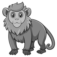 Cartoon monkey character standing isolated on a white background