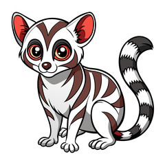 Cartoon Ring-tailed Lemur Vector Illustration on White Background