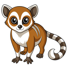Cartoon Mongoose Lemur Standing Isolated on White Background Stock