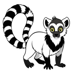 Cartoon lemur illustration on a white background, full shot