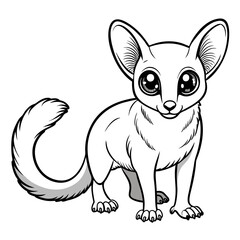 Cute cartoon fennec fox with big eyes illustration