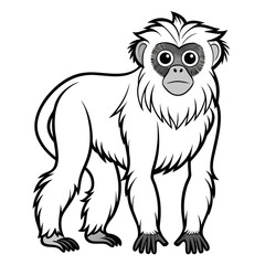 Cartoon silvery lutung standing, clean vector graphic illustration