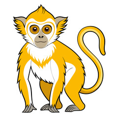 Cartoon monkey illustration in standing pose on white background