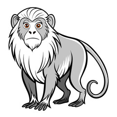 Cartoon lion-tailed macaque illustration standing on a white background