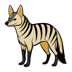Aardwolf illustration with black stripes on a white background