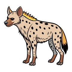 Cartoon hyena with spots standing in a side profile