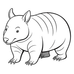 Cute wombat illustration in black and white outline style
