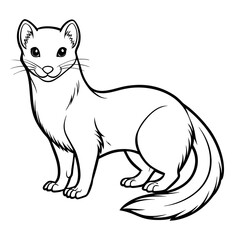 Stoat Line Art Illustration, Animal Character, Black and White