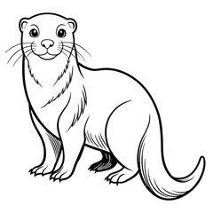 Charming Cartoon Otter Standing Upright in Black and White
