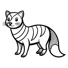 Cartoon arctic fox outline illustration on clean white background