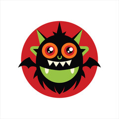 Funny Cartoon Halloween Monster Logo Illustration