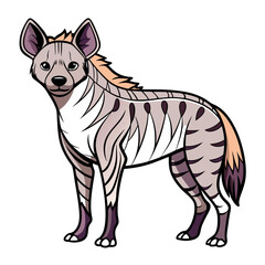 Cartoon hyena full body isolated illustration on white