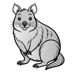 Cartoon illustration of a cute gray rodent animal