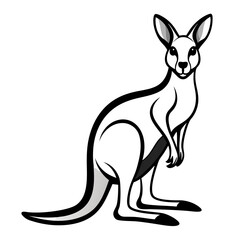 Stylized Kangaroo Illustration Standing Tall with Bold Outlines