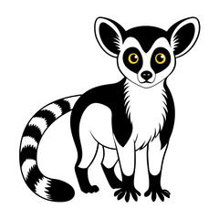 Cartoon ring-tailed lemur isolated on white background illustration
