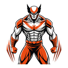 Stylized superhero character with claws and determined expression