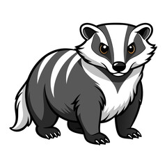 Cartoon Badger Illustration with Striking Black and White Markings