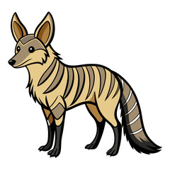 Cartoon aardwolf character illustration standing on a white background