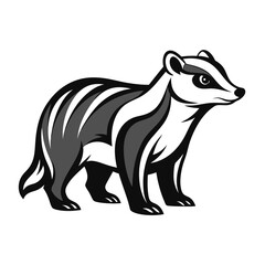 Stylized Badger Illustration with Bold Stripes and Clean Lines