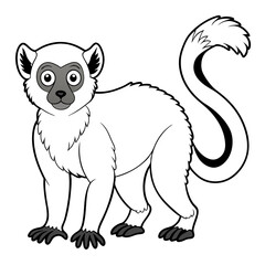 Cute Cartoon Illustration of a White Sifaka Lemur