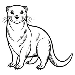 Charming otter illustration sitting and looking directly at viewer