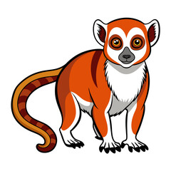 Cartoon Red-Bellied Lemur Illustration on White Background Design