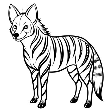Stylized line art of an aardwolf standing alert