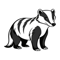 Cartoon badger character standing isolated on a white background