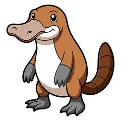 Cartoon platypus illustration with happy expression on white background