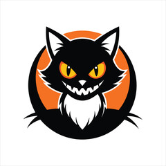 Halloween Cat Silhouette Logo Template Vector Art