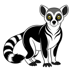 Cartoon ring-tailed lemur illustration standing against white background