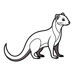 Cartoon ermine standing in profile vector illustration image