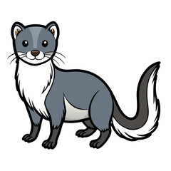 Cartoon illustration of a cute stoat standing in profile