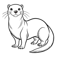 Line art illustration of a playful otter looking forward