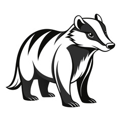 Cartoon badger illustration in bold black and white outline