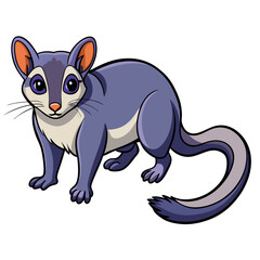 Cartoon Possum Illustration Standing Isolated on White Background