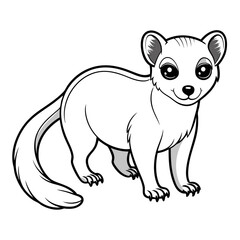 Cute cartoon civet standing and looking forward art illustration