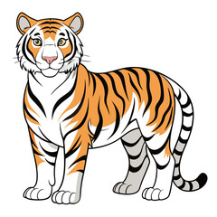 Cartoon Tiger Full Body Illustration With Stripes and Colors