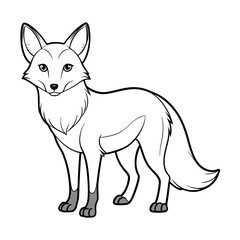 Black and white line art of fox standing alert
