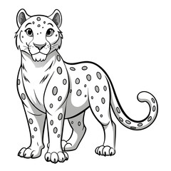 Cartoon Snow Leopard Illustration Standing on a White Background
