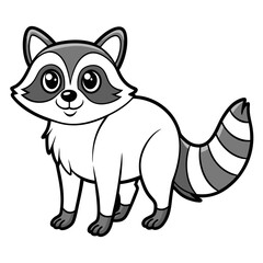 Cute cartoon raccoon character with stripes on white background